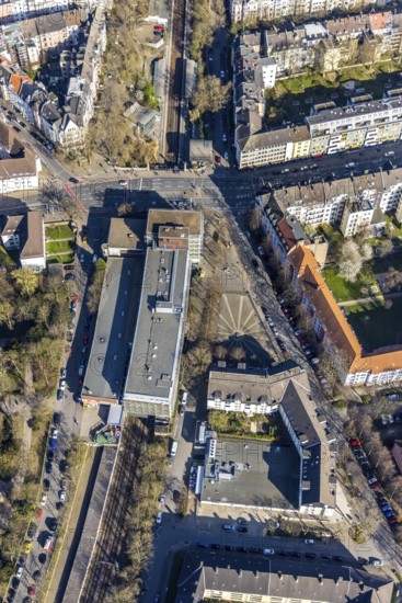 Aerial photo, Foundation for University Admissions, Sonnenplatz, Dorstfelder Brücke, Dortmund, Ruhr area, North Rhine-Westphalia, Germany, DE, Europe, aerial photo, aerial photography, aerial photography, SfH, Sonnenstraße, overview, bird's-eye view, birds-eyes view, overview
