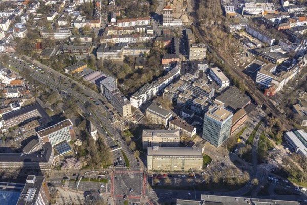 Aerial view, crossing Ostwall, DEW21 Dortmunder Energie- und Wasserversorgung GmbH, city archive Dortmund, Kaiserbrunnen, Dortmund, Ruhr area, North Rhine-Westphalia, Germany, DE, Europe, aerial view, aerial photography, aerial photography, overview, bird's-eye view, overview