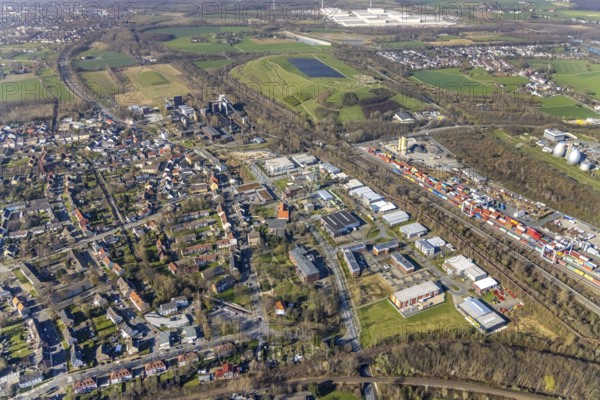 Aerial view, industrial monument Hansa coking plant, construction work on salt factory, screening plant and sorting tower, Huckarde, Dortmund, Ruhr area, North Rhine-Westphalia, Germany, construction work, building, construction area, building site, building plots, construction project, construction site, DE, Europe, industrial monument, aerial view, aerial photography, aerial photography, overview, bird's-eye view, overview