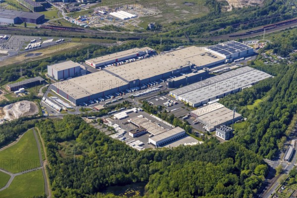 Aerial view, Kaufland logistics, former Westfalenhütte site, Kirchderne, Dortmund, Ruhr area, North Rhine-Westphalia, Germany, DE, Europe, commercial enterprises, commercial area, commercial site, commercial use, industrial area, industrial site, aerial photograph, aerial photography, aerial photography, overview, bird's-eye view, birds-eyes view, overview