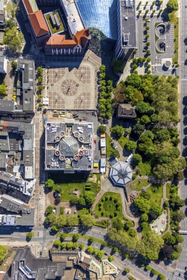 Aerial view, construction site, Dortmund town hall and Friedensplatz, city, Dortmund, Ruhr area, North Rhine-Westphalia, Germany, authority, DE, Europe, shapes and colours, aerial view, aerial photography, aerial photography, town hall, overview, bird's eye view, birds-eyes view, overview