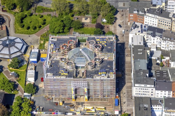 Aerial view, construction site, city hall Dortmund and Friedensplatz, city, Dortmund, Ruhr area, North Rhine-Westphalia, Germany, authority, DE, Europe, aerial view, aerial photography, aerial photography, city hall, overview, bird's eye view, birds-eyes view, overview