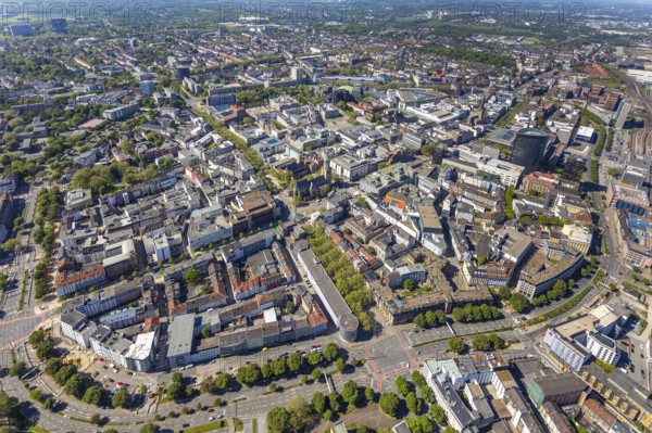 Aerial view, city of Dortmund, city centre view, RWE Tower black skyscraper, Dortmund, Ruhr area, North Rhine-Westphalia, Germany, City, Cityring, DE, Europe, city centre, aerial view, aerial photography, aerial photography, townscape, city centre, overview, bird's-eye view, overview