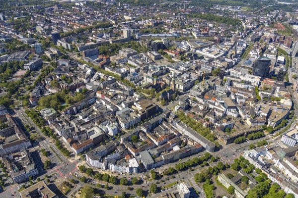 Aerial view, city of Dortmund, city centre view with wall, RWE Tower black skyscraper, city, Dortmund, Ruhr area, North Rhine-Westphalia, Germany, Cityring, DE, Europe, city centre, aerial view, aerial photography, aerial photography, townscape, city centre, overview, bird's-eye view, bird's-eye view, overview