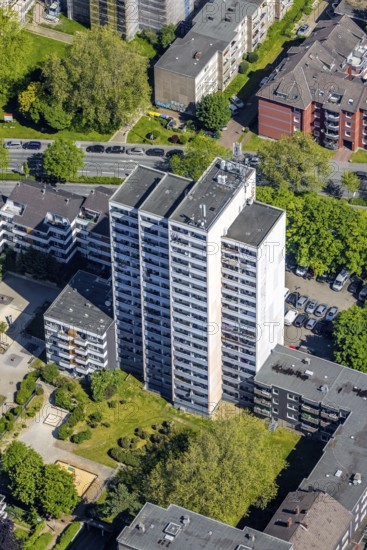 Aerial view, high-rise building Heiligegartenstraße, City, Dortmund, Ruhr area, North Rhine-Westphalia, Germany, DE, Europe, aerial view, aerial photography, aerial photography, overview, bird's-eye view, overview
