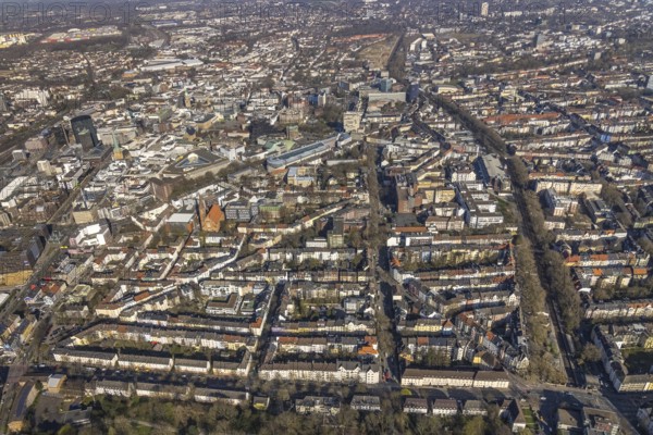Aerial view, city centre view, perimeter block development, city, Dortmund, Ruhr area, North Rhine-Westphalia, Germany, DE, Europe, city centre, aerial photograph, aerial photography, aerial photography, city view, city area, city centre, overview, bird's-eye view, overview