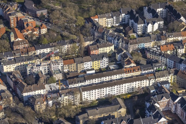Aerial view, building sin in the classic perimeter block development, penthouse, Dorotheenstraße, Adlerstraße construction site, Dorstfelder Brücke, Dortmund, Ruhr area, North Rhine-Westphalia, Germany, construction work, construction area, construction site, building plots, construction project, construction site, DE, Europe, property tax, real estate, aerial view, aerial photography, aerial photography, overview, bird's-eye view, residential complex, living and living, residential area, residential buildings, residential quality, residential neighbourhood, residential estate, birds-eyes view, overview