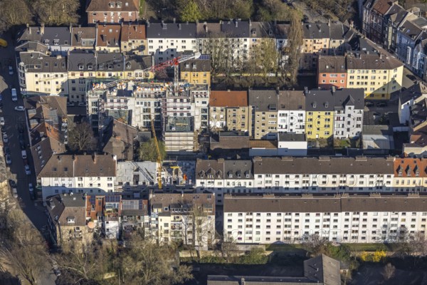 Aerial view, building sin in the classic perimeter block development, penthouse, Dorotheenstraße, Adlerstraße construction site, Dorstfelder Brücke, Dortmund, Ruhr area, North Rhine-Westphalia, Germany, construction work, construction area, construction site, building plots, construction project, construction site, DE, Europe, property tax, real estate, aerial view, aerial photography, aerial photography, overview, bird's-eye view, residential complex, living and living, residential area, residential buildings, residential quality, residential neighbourhood, residential estate, birds-eyes view, overview