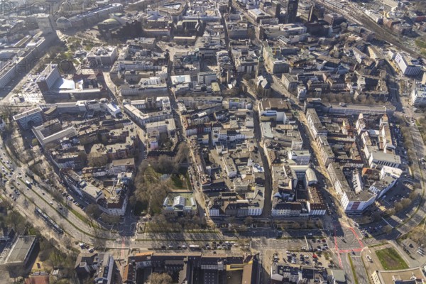 Aerial view, Dortmund city centre view, City, Dortmund, Ruhr area, North Rhine-Westphalia, Germany, place of worship, DE, shopping, shopping centre, Europe, religious community, place of worship, holy place, city centre, church, church congregation, denomination, aerial view, aerial photography, aerial view, Reinoldikirche, religion, religious site, shopping centre, townscape, city area, city centre, overview, bird's-eye view, Wall Straßen, Westenhellweg, birds-eyes view, overview