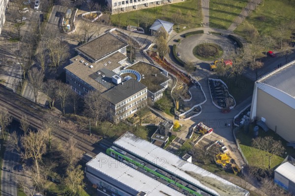 Aerial view, construction site Wilhelm-Hansmann-Haus, City, Dortmund, Ruhr area, North Rhine-Westphalia, Germany, construction work, construction area, construction site, building plots, construction project, construction site, DE, Europe, aerial view, aerial photography, aerial photography, overview, bird's eye view, birds-eyes view, overview