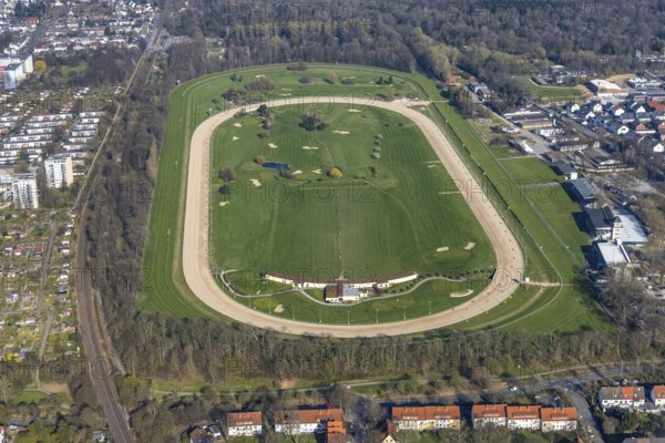 Aerial photo, racecourse Dortmund, golf course, Westfalendamm, Dortmund, Ruhr area, North Rhine-Westphalia, Germany, DE, Europe, golf, golf course, golf club, golf meadow, aerial photo, aerial photography, aerial photography, equestrian sport, equestrian centre, sport, overview, bird's-eye view, overview