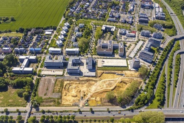 Aerial view, construction site and new building Continentale Directorate, intersection federal road B1 and federal road B236, Europaplatz and Westfalendamm, Dortmund, Ruhr area, North Rhine-Westphalia, Germany, construction work, construction area, construction site, building plots, construction project, construction site, DE, Europe, commercial enterprises, commercial area, commercial area, commercial park, commercial site, commercial use, industrial area, industrial site, intersection, aerial view, aerial photography, aerial photography, new construction, road traffic, overview, bird's-eye view, overview