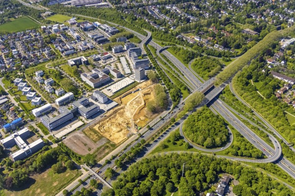 Aerial view, construction site and new building Continentale Directorate, intersection federal road B1 and federal road B236, Europaplatz and Westfalendamm, Dortmund, Ruhr area, North Rhine-Westphalia, Germany, construction work, construction area, construction site, building plots, construction project, construction site, DE, Europe, commercial enterprises, commercial area, commercial area, commercial park, commercial site, commercial use, industrial area, industrial site, intersection, aerial view, aerial photography, aerial photography, new construction, road traffic, overview, bird's-eye view, overview