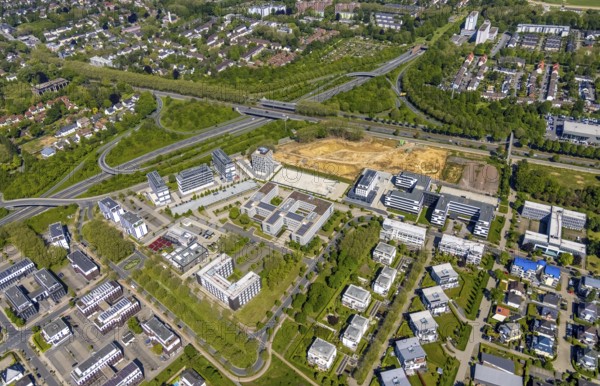 Aerial view, construction site and new building Continentale Directorate, intersection federal road B1 and federal road B236, Europaplatz and Westfalendamm, Dortmund, Ruhr area, North Rhine-Westphalia, Germany, construction work, construction area, construction site, building plots, construction project, construction site, DE, Europe, commercial enterprises, commercial area, commercial area, commercial park, commercial site, commercial use, industrial area, industrial site, intersection, aerial view, aerial photography, aerial photography, new construction, road traffic, overview, bird's-eye view, overview