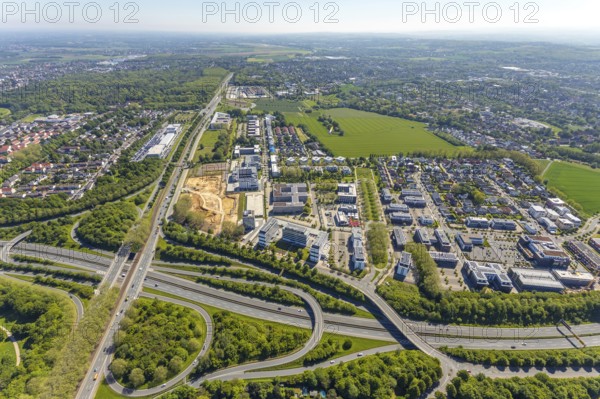 Aerial view, construction site and new building Continentale Directorate, intersection federal road B1 and federal road B236, Europaplatz and Westfalendamm, Dortmund, Ruhr area, North Rhine-Westphalia, Germany, construction work, construction area, construction site, building plots, construction project, construction site, DE, Europe, commercial enterprises, commercial area, commercial area, commercial park, commercial site, commercial use, industrial area, industrial site, intersection, aerial view, aerial photography, aerial photography, new construction, road traffic, overview, bird's-eye view, overview