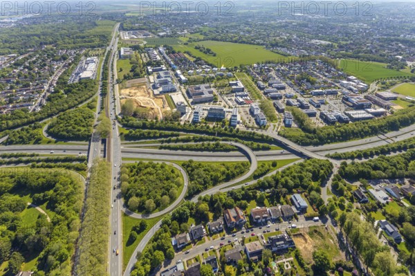 Aerial view, construction site and new building Continentale Directorate, intersection federal road B1 and federal road B236, Europaplatz and Westfalendamm, Dortmund, Ruhr area, North Rhine-Westphalia, Germany, construction work, construction area, construction site, building plots, construction project, construction site, DE, Europe, commercial enterprises, commercial area, commercial area, commercial park, commercial site, commercial use, industrial area, industrial site, intersection, aerial view, aerial photography, aerial photography, new construction, road traffic, overview, bird's-eye view, overview