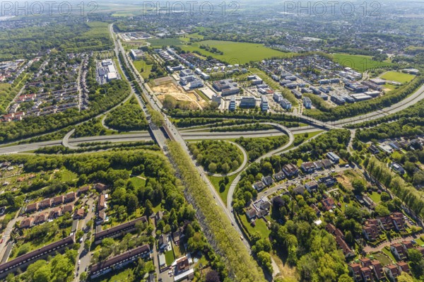 Aerial view, construction site and new building Continentale Directorate, intersection federal road B1 and federal road B236, Europaplatz and Westfalendamm, Dortmund, Ruhr area, North Rhine-Westphalia, Germany, construction work, construction area, construction site, building plots, construction project, construction site, DE, Europe, commercial enterprises, commercial area, commercial area, commercial park, commercial site, commercial use, industrial area, industrial site, intersection, aerial view, aerial photography, aerial photography, new construction, road traffic, overview, bird's-eye view, overview