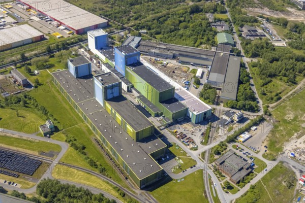 Aerial photo, thyssenkrupp Steel Europe, Borsigplatz, Dortmund, Ruhr area, North Rhine-Westphalia, Germany, DE, Europe, commercial enterprises, commercial area, commercial site, commercial use, industrial area, industrial building, industrial site, aerial photograph, aerial photography, aerial photography, overview, bird's-eye view, Westfalenhütte, birds-eyes view, overview