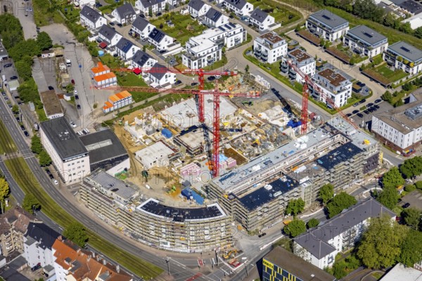 Aerial view, construction site for new residential buildings Kaiserquartier, Kaiserbrunnen, Dortmund, Ruhr area, North Rhine-Westphalia, Germany, construction work, construction, construction area, building site, building plots, construction project, construction site, DE, Europe, property tax, real estate, aerial photograph, aerial photography, aerial photography, new building, overview, bird's eye view, residential complex, living and living, residential area, residential buildings, quality of living, birds-eyes view, overview