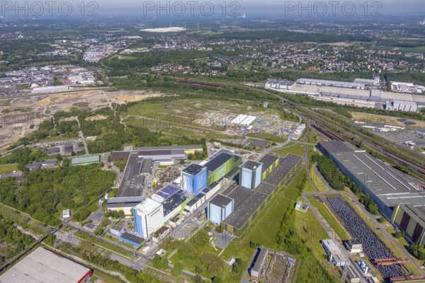 Aerial photo, thyssenkrupp Steel Europe, Borsigplatz, Dortmund, Ruhr area, North Rhine-Westphalia, Germany, DE, Europe, commercial enterprises, commercial area, commercial site, commercial use, industrial area, industrial building, industrial site, aerial photograph, aerial photography, aerial photography, overview, bird's-eye view, Westfalenhütte, birds-eyes view, overview