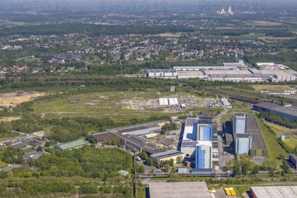 Aerial photo, thyssenkrupp Steel Europe, Borsigplatz, Dortmund, Ruhr area, North Rhine-Westphalia, Germany, DE, Europe, commercial enterprises, commercial area, commercial site, commercial use, industrial area, industrial building, industrial site, aerial photograph, aerial photography, aerial photography, overview, bird's-eye view, Westfalenhütte, birds-eyes view, overview