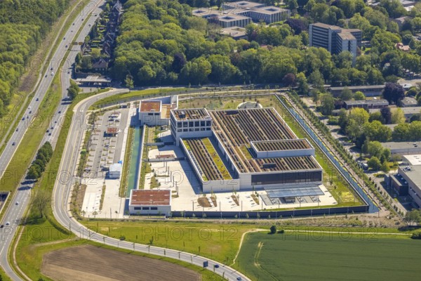 Aerial photo, Deutsche Federal Bank, Schüren, Dortmund, Ruhr area, North Rhine-Westphalia, Germany, DE, Europe, finance, financial institution, aerial photo, aerial photography, aerial photography, Marsbruchstraße, overview, bird's-eye view, birds-eyes view, overview, gold vault, Fort Knox of Germany, high-security vault, moat, Pott Knox, Europe's most modern bank branch is being built in Dortmund, cash vault