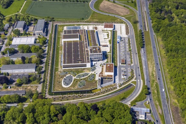 Aerial photo, Deutsche Federal Bank, Aplerbeck, Dortmund, Ruhr area, North Rhine-Westphalia, Germany, DE, Europe, finance, financial institution, aerial photo, aerial photography, aerial photography, Marsbruchstraße, overview, bird's-eye view, birds-eyes view, overview, gold vault, Fort Knox of Germany, high-security vault, moat, Pott Knox, Europe's most modern bank branch is being built in Dortmund, cash vault
