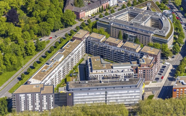 Aerial view, Berswordt-Quartier, Berswordt-Carrée, Berswordtstraße, Westfalenhalle, Dortmund, Ruhr area, North Rhine-Westphalia, Germany, DE, Dorint an den Westfalenhallen Hotel, Europe, gastronomy, commercial buildings, property tax, hotel, hotel facilities, hotel industry, real estate, aerial view, aerial photography, aerial photography, Steigenberger Hotel, overview, accommodation, Vivawest, bird's-eye view, residential complex, living and working, living and life, residential area, residential buildings, residential quality, residential neighbourhood, birds-eyes view, overview