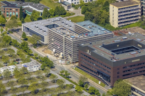 Aerial view, Dortmund University of Technology and Technology Park, construction site and new construction of chemistry practical building, Eichlinghofen, Dortmund, Ruhr area, North Rhine-Westphalia, Germany, construction work, construction, construction area, construction site, building plots, construction project, construction site, Campus North, DE, Europe, university, aerial view, aerial photography, aerial photography, new construction, Otto-cock-Straße, TU Dortmund, Dortmund University of Technology, technology centre, overview, university, bird's-eye view, bird's-eye view, overview