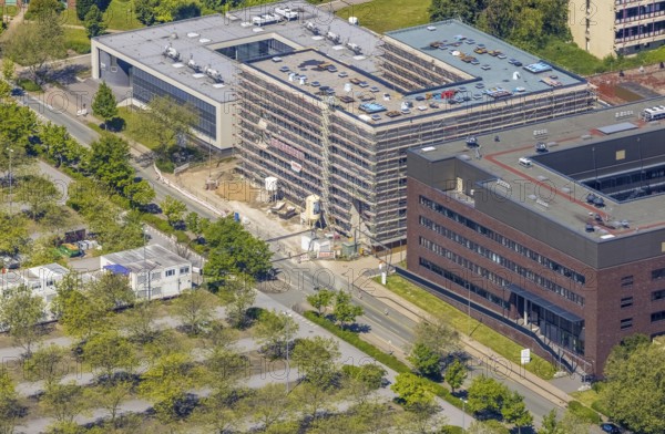 Aerial view, Dortmund University of Technology and Technology Park, construction site and new construction of chemistry practical building, Eichlinghofen, Dortmund, Ruhr area, North Rhine-Westphalia, Germany, construction work, construction, construction area, construction site, building plots, construction project, construction site, Campus North, DE, Europe, university, aerial view, aerial photography, aerial photography, new construction, Otto-cock-Straße, TU Dortmund, Dortmund University of Technology, technology centre, overview, university, bird's-eye view, bird's-eye view, overview