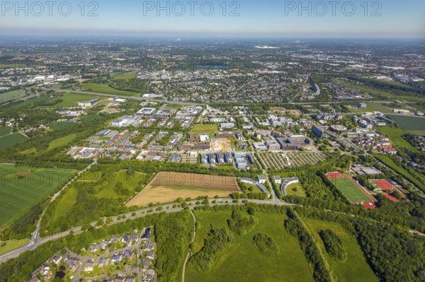 Aerial view, Dortmund University of Technology and Technology Park, construction site and new construction of chemistry practical building, Eichlinghofen, Dortmund, Ruhr area, North Rhine-Westphalia, Germany, construction work, construction, construction area, construction site, building plots, construction project, construction site, Campus North, DE, Europe, university, aerial view, aerial photography, aerial photography, new construction, Otto-cock-Straße, TU Dortmund, Dortmund University of Technology, technology centre, overview, university, bird's-eye view, bird's-eye view, overview