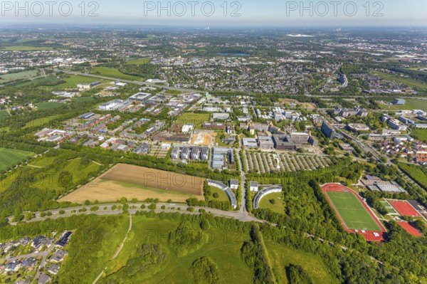 Aerial view, Dortmund University of Technology and Technology Park, construction site and new construction of chemistry lab building, construction site new cold storage plant Otto-cock-Straße, Eichlinghofen, Dortmund, Ruhr area, North Rhine-Westphalia, Germany, construction work, construction, construction area, construction site, construction site, construction project, construction site, Campus North, DE, Europe, university, aerial view, aerial photography, aerial photography, new construction, Otto-cock-Straße, TU Dortmund, Dortmund University of Technology, technology centre, overview, university, bird's eye view, bird's eye view, overview