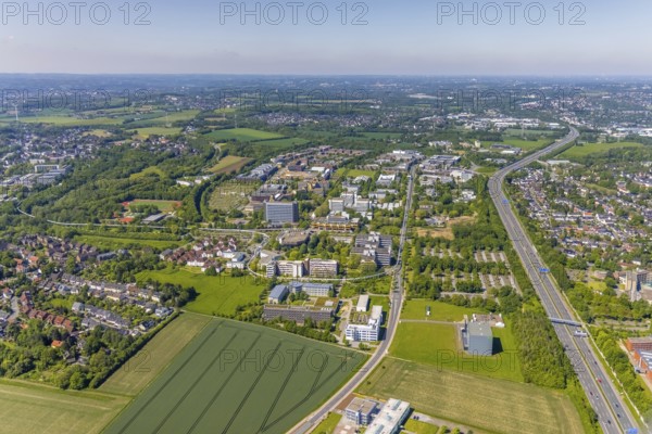 Aerial view, Dortmund University of Technology and Technology Park, construction site and new construction of chemistry practical building, Eichlinghofen, Dortmund, Ruhr area, North Rhine-Westphalia, Germany, construction work, construction, construction area, construction site, building plots, construction project, construction site, Campus North, DE, Europe, university, aerial view, aerial photography, aerial photography, new construction, Otto-cock-Straße, TU Dortmund, Dortmund University of Technology, technology centre, overview, university, bird's-eye view, bird's-eye view, overview