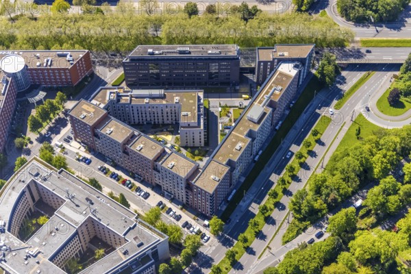 Aerial view, Berswordt-Quartier, Berswordt-Carrée, Berswordtstraße, Westfalenhalle, Dortmund, Ruhr area, North Rhine-Westphalia, Germany, DE, Dorint an den Westfalenhallen Hotel, Europe, gastronomy, commercial buildings, property tax, hotel, hotel facilities, hotel industry, real estate, aerial view, aerial photography, aerial photography, Steigenberger Hotel, overview, accommodation, Vivawest, bird's-eye view, residential complex, living and working, living and life, residential area, residential buildings, residential quality, residential neighbourhood, birds-eyes view, overview