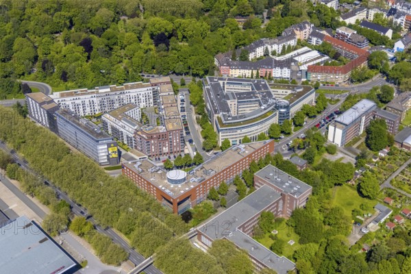 Aerial view, Berswordt-Quartier, Berswordt-Carrée, Berswordtstraße, Westfalenhalle, Dortmund, Ruhr area, North Rhine-Westphalia, Germany, DE, Dorint an den Westfalenhallen Hotel, Europe, gastronomy, commercial buildings, property tax, hotel, hotel facilities, hotel industry, real estate, aerial view, aerial photography, aerial photography, Steigenberger Hotel, overview, accommodation, Vivawest, bird's-eye view, residential complex, living and working, living and life, residential area, residential buildings, residential quality, residential neighbourhood, birds-eyes view, overview
