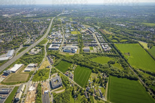Aerial view, Dortmund University of Technology and Dortmund Technology Park, Oespel, Dortmund, Ruhr area, North Rhine-Westphalia, Germany