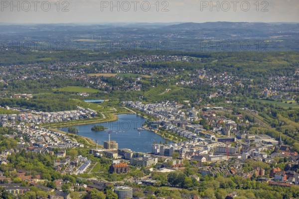 Aerial view, Phoenix-See, Ruhrallee, Dortmund, Ruhr area, North Rhine-Westphalia, Germany, DE, Europe, property tax, real estate, aerial view, aerial photography, aerial photography, Phönixsee, overview, bird's eye view, residential complex, living and living, residential area, residential buildings, residential quality, residential neighbourhood, housing estate, birds-eyes view, overview