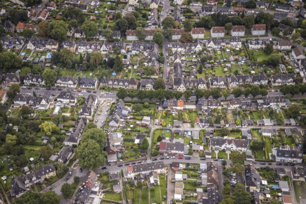 Aerial view, workers' housing estate Oberdorstfeld with Wittener Straße, Zollvereinstraße and Zechenstraße in the district Dorstfeld in Dortmund, Ruhr area, North Rhine-Westphalia, Germany, workers' housing estate, mining colony, DE, Dortmund, Europe, property tax, real estate, aerial view, aerial photography, aerial photography, overview, bird's eye view, housing estate, housing and living, residential area, residential buildings, quality of living, residential neighbourhood, housing estate, birds-eyes view, overview