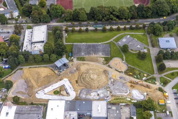 Aerial view, Skatepark Hombruch BMX and Mountainbike area in the district Menglinghausen in Dortmund, Ruhr area, North Rhine-Westphalia, Germany, Bikepark, DE, Dortmund, Europe, leisure facility, aerial view, aerial photography, aerial photography, sports, overview, birds-eyes view, overview
