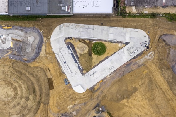Aerial view, Skatepark Hombruch BMX and Mountainbike area in the district Menglinghausen in Dortmund, Ruhr area, North Rhine-Westphalia, Germany, Bikepark, DE, Dortmund, Europe, shapes and colours, leisure facility, aerial view, aerial photography, aerial photography, sports, overview, bird's eye view, birds-eyes view, overview