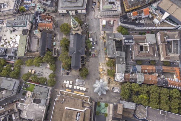 Aerial view, St. Reinoldi Church in the City district of Dortmund, Ruhr area, North Rhine-Westphalia, Germany, place of worship, DE, Dortmund, Europe, religious community, place of worship, holy place, church, parish, denomination, aerial view, aerial photography, aerial photography, religion, religious site, overview, bird's-eye view, overview