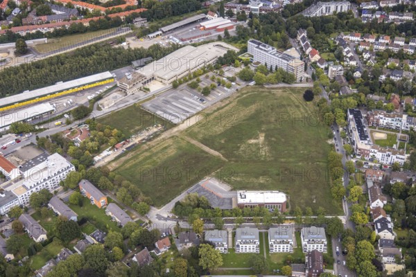 Aerial view, construction site Deggingstraße and Dortmunder Systemhaus in the district Westfalendamm in Dortmund, Ruhr area, North Rhine-Westphalia, Germany, construction area, construction site, building plots, construction project, DE, Dortmund, Europe, aerial view, aerial photography, aerial photography, overview, bird's-eye view, overview