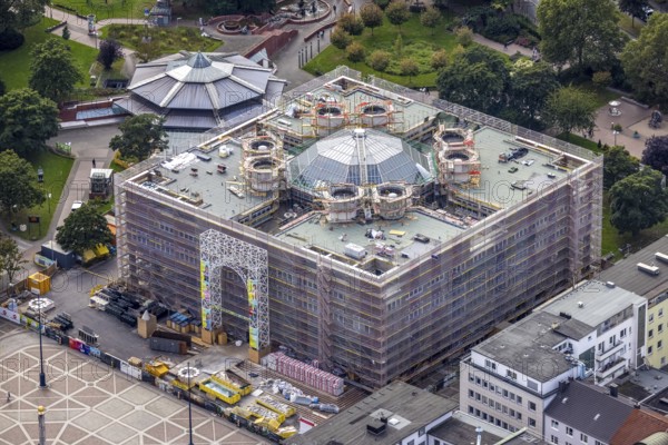 Aerial view, renovation works at the city hall of Dortmund in the district City in Dortmund, Ruhr area, North Rhine-Westphalia, Germany, construction works, construction area, construction site, construction project, construction site, DE, Dortmund, Europe, aerial view, aerial photography, aerial photography, renovation, refurbishment, overview, bird's-eye view, overview
