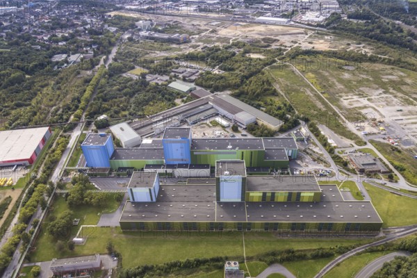 Aerial view, thyssenkrupp Steel Europe AG - FBA 10 on the site of the old Westfalenhütte in the Borsigplatz district of Dortmund, Ruhr area, North Rhine-Westphalia, Germany, DE, Dortmund, Europe, commercial enterprises, commercial area, commercial site, commercial use, industrial area, industrial building, industrial site, aerial photograph, aerial photography, aerial photography, overview, bird's-eye view, bird's-eye view, overview