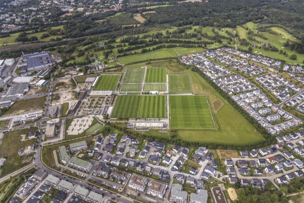Aerial view, BVB Borussia Dortmund training ground with construction site in the district Brackel in Dortmund, Ruhr area, North Rhine-Westphalia, Germany, DE, Dortmund, Europe, football ground, aerial view, aerial photography, aerial photography, sports, sports facilities, sports ground, sports venue, overview, bird's-eye view, overview