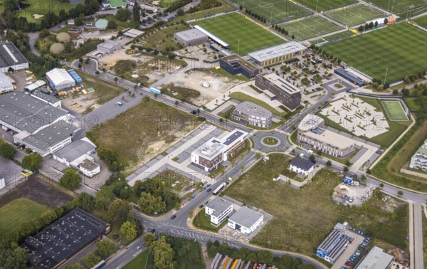 Aerial view, BVB Borussia Dortmund training ground with construction site in the district Brackel in Dortmund, Ruhr area, North Rhine-Westphalia, Germany, DE, Dortmund, Europe, football ground, aerial view, aerial photography, aerial photography, sports, sports facilities, sports ground, sports venue, overview, bird's-eye view, overview