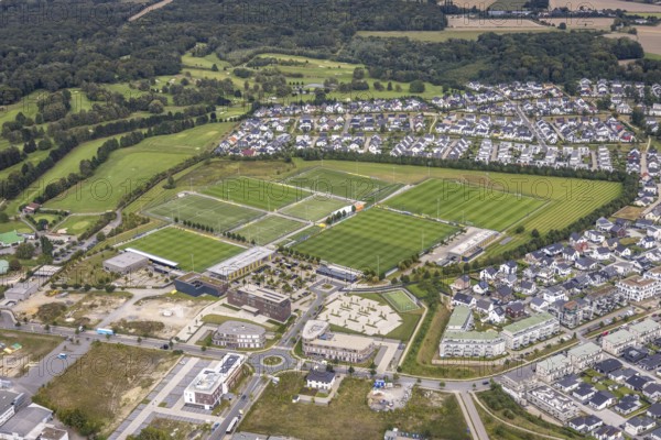 Aerial view, BVB Borussia Dortmund training ground with construction site in the district Brackel in Dortmund, Ruhr area, North Rhine-Westphalia, Germany, DE, Dortmund, Europe, football ground, aerial view, aerial photography, aerial photography, sports, sports facilities, sports ground, sports venue, overview, bird's-eye view, overview