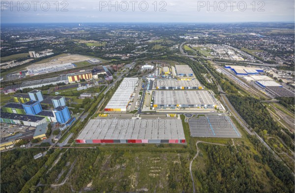Aerial view, Amazon Logistics Dortmund DTM2 in the district Borsigplatz in Dortmund, Ruhr area, North Rhine-Westphalia, Germany, DE, Dortmund, Europe, commercial enterprises, commercial area, commercial area, commercial location, commercial use, industrial area, industrial location, logistics, logistics service, logistics service provider, logistics provider, logistics centre, aerial view, aerial photography, aerial photography, transport service, overview, bird's eye view, birds-eyes view, overview