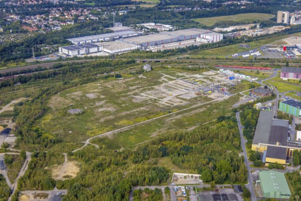 Aerial view, brownfield site at the Flurstraße of the old Westfalenhütte in the district Borsigplatz in Dortmund, Ruhr area, North Rhine-Westphalia, Germany, construction site, brownfield site, DE, Dortmund, Europe, aerial view, aerial photography, aerial photography, overview, bird's-eye view, overview