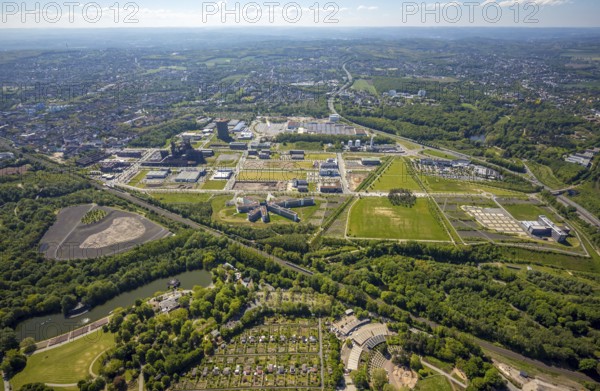 Aerial view, Phönix-West industrial estate and recreation area, Hörde, Dortmund, Ruhr area, North Rhine-Westphalia, Germany, DE, Europe, aerial view, aerial photography, aerial photography, overview, bird's-eye view, birds-eyes view, former blast furnace plant, overview